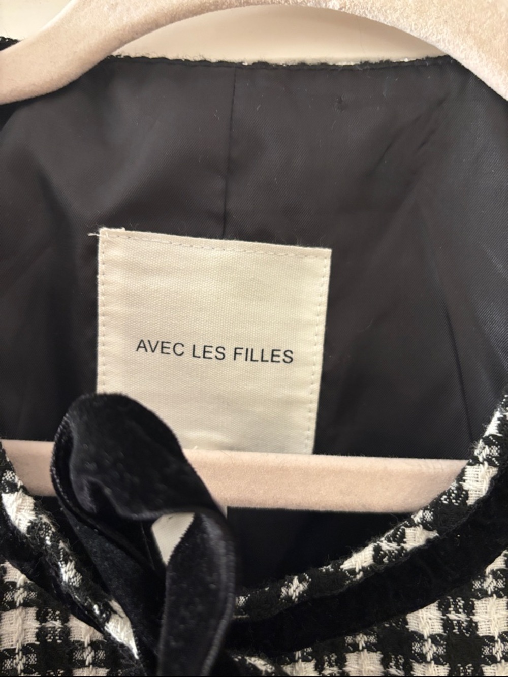 New Avec Les Filles Black and White Tweed Cropped Jacket - Picture 3 of 10